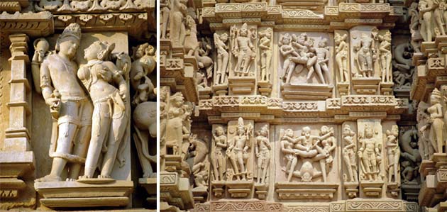 Erotic Carvings on the Khajuraho temple
